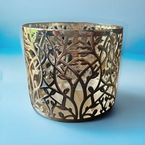 Bath & Body Works Silver Vine Large 3 Wick Candle Holder Home Round Table Top - Picture 1 of 3