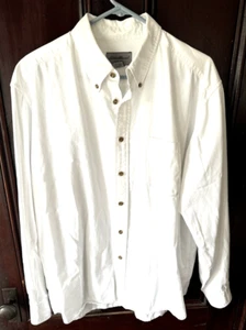 Camisa Eddie Bauer Para Hombres L Crema Manga Larga Abotonada Informal Trabajo Oficina - Imagen 1 de 5