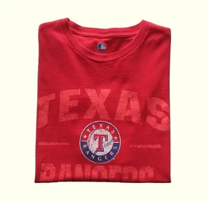 MLB MAJESTIC TEXAS RANGERS BASEBALL RED Y2K VTG T SHIRT 100% COTTON MENs SZ XL - Picture 1 of 5