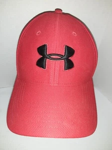 Under Armour Classic Fit Black on Red Logo Fitted M/L Stretch Hat Blitzing - Picture 1 of 9