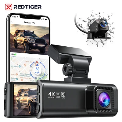 REDTIGER 4K Dash Cam Front and Rear Car DVR Dash Camera WiFi Video Recorder - image 1 of 4