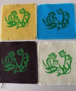 Vintage Needlepoint Canvas of Ferns,4 In All,4 Inch Squares, Different Colors - Picture 1 of 3