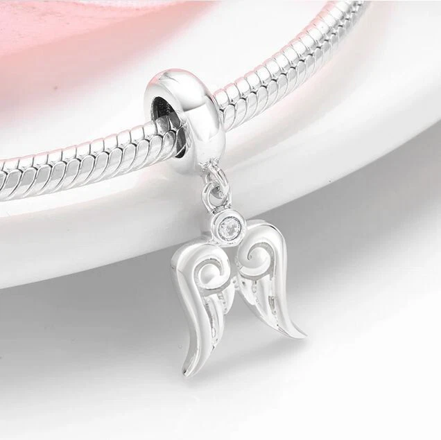 Charm Dangle Flügel Engel 925 Silber Zirkon - Anhänger für Armband - Bild 1 von 1