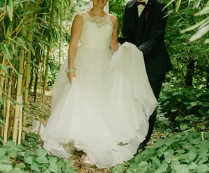 langes Brautkleid Hochzeitskleid Tüll und Spitze 38/40 - Bild 1 von 12