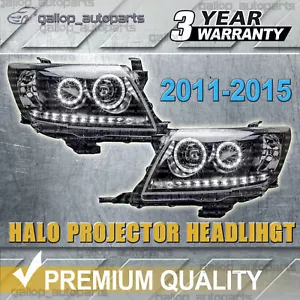 Pair Head Lights Black DRL HALO Projector Angel Eye For Toyota HILUX 2011-2015 - Picture 1 of 10