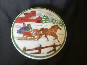Mikasa Country Sleigh Porcelain Trinket Box w/Lid Sleigh Ride Christmas 4.75” - Picture 1 of 7