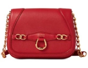 Bolso Bandolera Ralph Lauren Stonegate Rojo Guijarro Cuero de Vaca Herrajes Dorados - Imagen 1 de 15