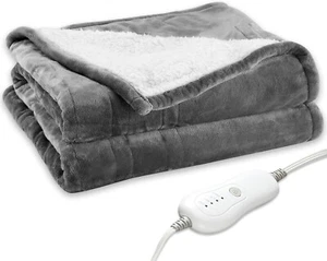 62X50" Electric Throw Blanket Heated Warm Controller Gray Soft Warming Flannel - Picture 1 of 6