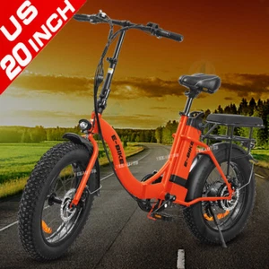 Axiniu 750W 20'' Electric Folding Bicycle 7Speed Fat Tire Snow Beach City Ebike - Picture 1 of 13
