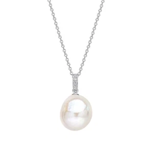 Natural Pearl And Topaz Pendant 9ct White Gold 375 Hallmarked British Made - Picture 1 of 4