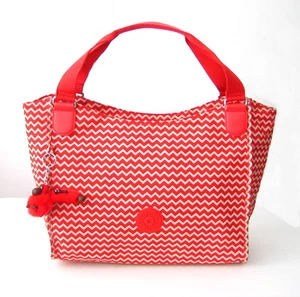 Neu mit Etikett Kipling Sarande N Schultertasche mit pelzigem Affen Chevron rot PR - Bild 1 von 11