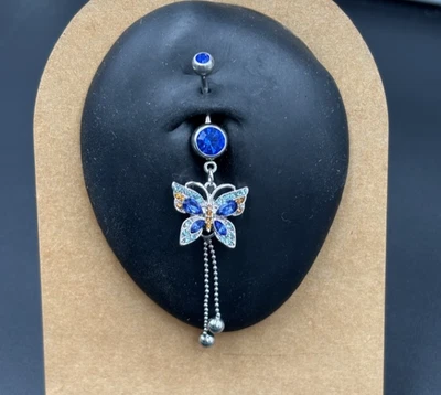 Piercing Banana in Acciaio Chirurgico mm. 1,6 x 10 Pallina mm. 5 con Zirconi - Immagine 1 di 2