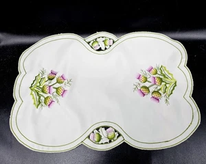 Handbestickt Distel Blume Leinen Tisch Deckchen Läufer Korb Liner Boho 16,5" - Bild 1 von 9