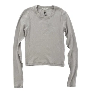Rag & Bone Shirt Womens XS Long Sleeve Ribbed Cropped Tee Gray Stretch NWT - Picture 1 of 7