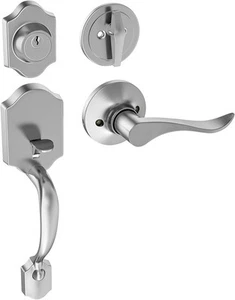 HOSOM Satin Nickel Front Door Handle Set, Exterior 1 Pack, - Picture 1 of 7