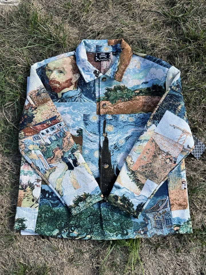 NUEVA Chaqueta Tapiz Rebel Vengeance Vincent Van Gogh Noche Estrellada/Retrato M Foto 1 de 2