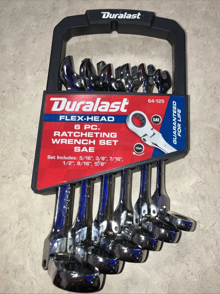 Duralast SAE Flex Head Ratcheting Wrench Set 6 Piece # 64-125