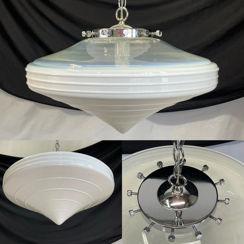 GRANDE 19 Lámpara Colgante Antigua De Colección Vidrio Art Deco Años 20 1930 1940 Comedor G2U Foto 1 de 4