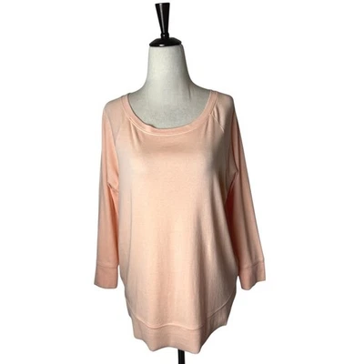 Lilla P Shirt Women Pink Peach Knit Curved Hem Bell Tee Athleisure Outdoor NWT - Image 1 of 4