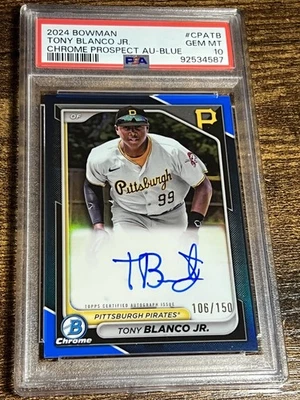 TONY BLANCO JR 2024 Bowman Chrome 1st True Blue Auto /150 #CPA-TB PSA 10 - Image 1 of 2