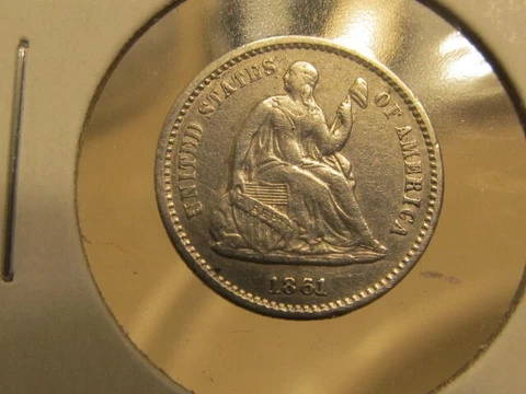 Scarce AU 1861 Seated half dime ... a very nice type coin ( item #3E32 ) Cover