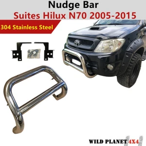 Stainless Steel Nudge Bar Grill Guard for Toyota Hilux N70 2005 - 2015 - Picture 1 of 10