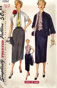 Traje Simplicity Misses de 1950 y patrón de blusa Weskit 4562 talla 14 sin cortar - Imagen 1 de 2