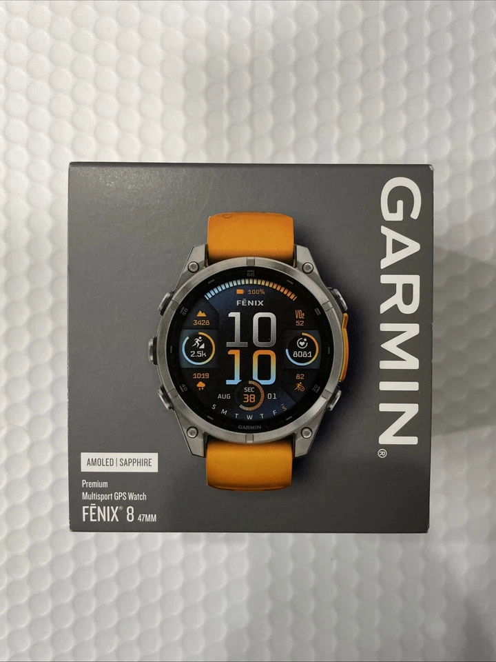 Garmin feni 47mm Sapphire Titanium with Orange Graphite Band 010-02904-10