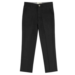 Buyless Fashion Boys Pants Flat Front Slim Fit Polyester Formal Solid Color - Picture 1 of 28