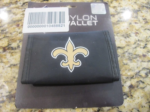 New Orleans Saints Nylon Trifold Wallet in Black Rico Industries. NFL Cover