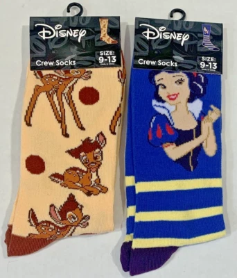 Juego de 2 calcetines Disney Blancanieves y Bambi Crew para mujer talla 9-13 - NUEVO Foto 1 de 4