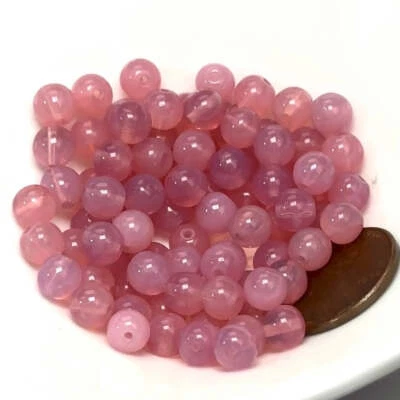 PRECIOSA Czech Pressed Druk Round Smooth Glass Beads 6mm Pink Opal 80 pieces CL075