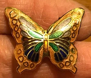 Vintage 1.25" gold tone butterfly pin/brooch/collar pen, enamel colorful - Picture 1 of 2