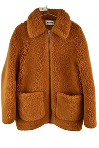 Weekday Felice Jacket Womans Teddy Bear Faux Fur Brown Jacket Size XS - Picture 1 of 9