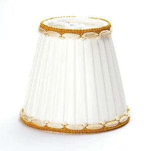 Lampenschirm Aufsteckschirm Aufsetzschirm für Kronleuchter Vintage creme gold S - Imagen 1 de 3