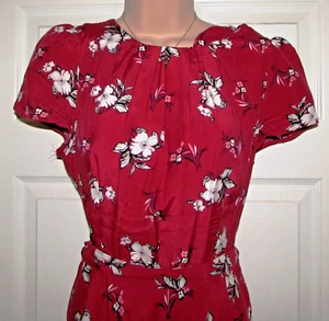 DOROTHY PERKINS RED FLORAL SHIFT DRESS SIZE 12 ELEGANT CHIC SOHISTICATED CUTE - Picture 1 of 5