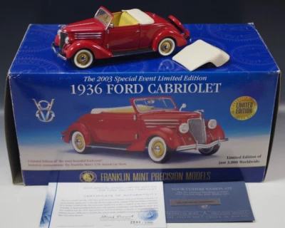 FRANKLIN MINT 1936 FORD CABRIOLETL.E. 2133/3000 CAR 1:24 SCALE DIE CAST MIB - Image 1 of 4