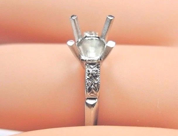 Antique Art Deco Mounting Setting Platinum Hold 5MM-6.5MM Ring Size 6.5 UK-M1/2 - Image 1 of 4