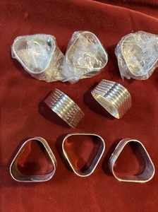 Set of 8 Modern Triangular Silver Plated Napkin Rings 3 In Pkg 5 Unwrapped - Picture 1 of 6
