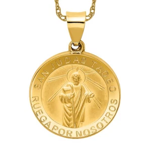 14K Solid Yellow Gold Spanish San Judas Tadeo St Jude Patron Saint Thaddeus ... - Picture 1 of 12