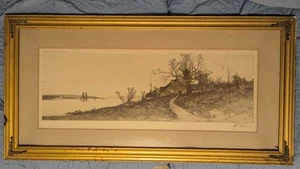 Antique Landscape Etching By E C Rost CR Radtke Lauckner & Co NY 1893 28x14 - Picture 1 of 7