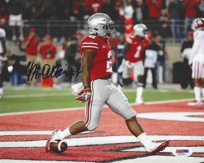 JK DOBBINS SIGNED AUTOGRAPHED OHIO STATE BUCKEYES FOOTBALL 8X10 PHOTO PSA/DNA - Image 1 of 2