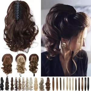 Claw Clip Wavy Ponytail Extensions As Human Pony Tail Long Hair Hairpiece Real - Picture 1 of 64