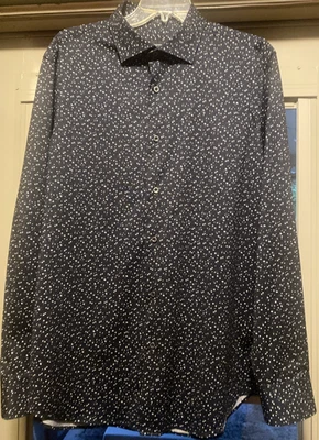 Bugatchi OoohCotton Tech Long Sleeve Button Up Mens Large In Midnight - Image 1 of 4