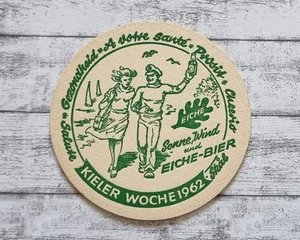 1962 Kieler Woche Eiche Bier Kapitän Werbung Bierdeckel Vintage Reklame Deko alt - Picture 1 of 2