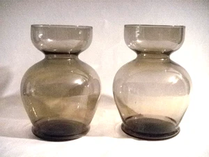 PAIR OF PLANT BULB STARTER VASES GREY GLASS CONTAINERS 5-1/4" AMARYLLIS FORCING - Picture 1 of 7