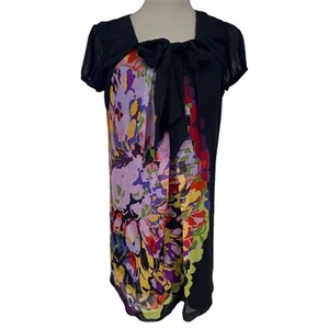 NWT Kensie Pretty Women's Floral 100% Silk Dress Size M Short Sleeve Party - Picture 1 of 12