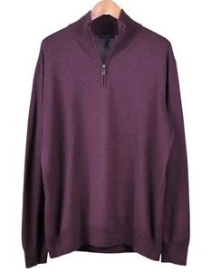 Enzo Montovani Plum Purple CASHMERE Silk Blend 1/4 Zip Pullover Sweater XXL - Picture 1 of 8