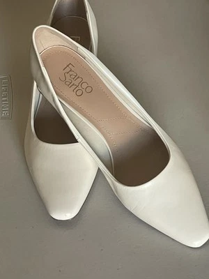 BOMBA FRANCO SARTO JESSLYN 50 CUERO TACÓN CUADRADO EN BLANCO US 9 Foto 1 de 4
