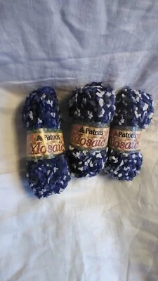 PATONS 'Mosaic' 3 skeins BLUE & slub pops Bulky acrylic & nylon - Image 1 of 4